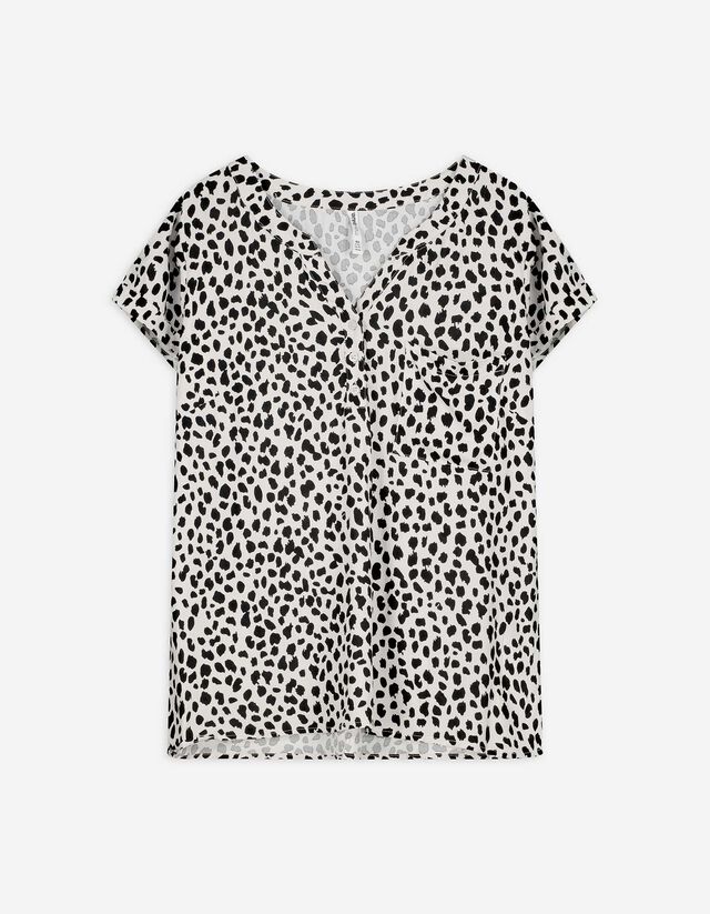 Blusenshirt - Allover-Print - weiß
