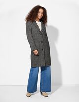 płaszcz - bouclé - srebrny