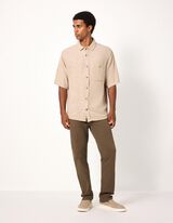 Overhemd - Korte mouwen - Beige