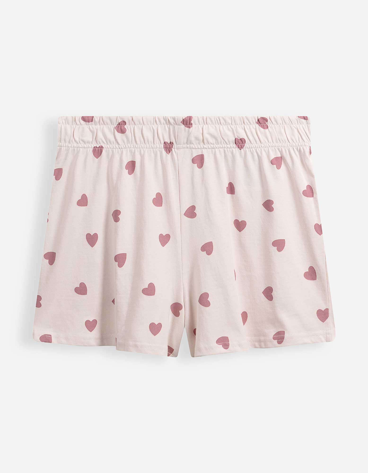 Pyjama Set aus Shirt und Shorts - Allover-Muster - Rosa