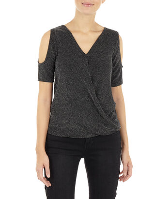 Damen Cold-Shoulder-Shirt mit Lurexgarn&nbsp;