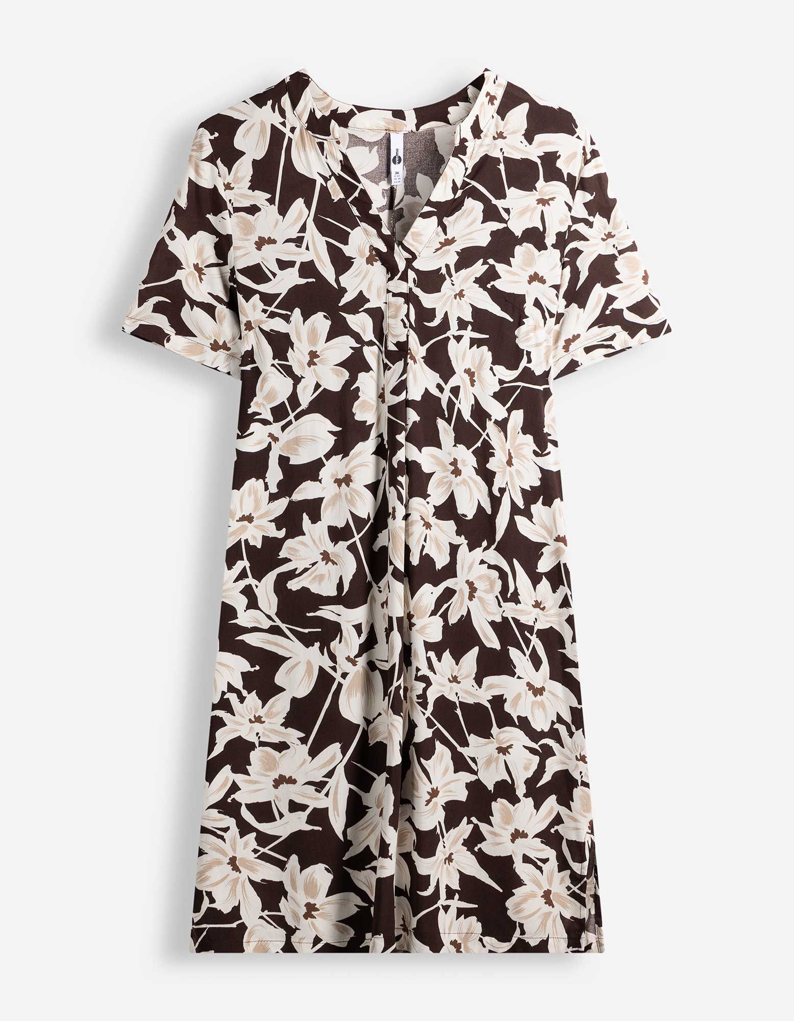 Kleid - Allover-Print - Dunkelbraun
