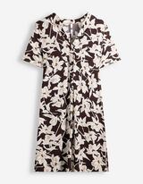 Kleid - Allover-Print - Dunkelbraun