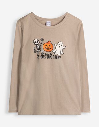 Langarmshirt - Halloween - Beige