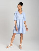 Abito - Scollo a V - celeste