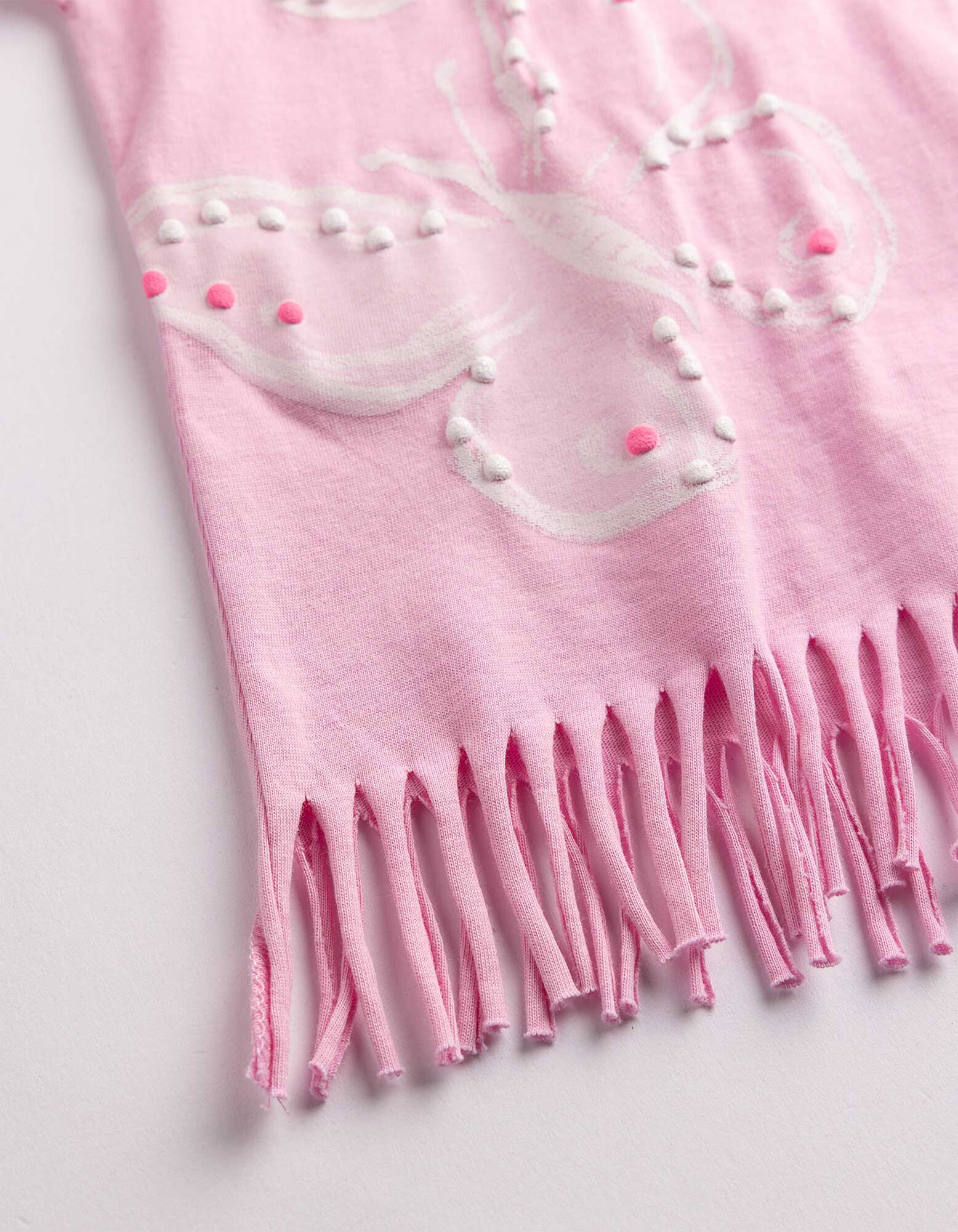 Shirt - Ausgefranste Abschl&uuml;sse - Rosa