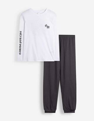 Pyjama Set aus Shirt und Hose - R&uuml;ckenprint - Bunt