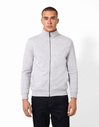 Sweatjacke - Rei&szlig;verschluss - Hellgrau