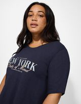 T-Shirt - Glitzerprint - dunkelblau