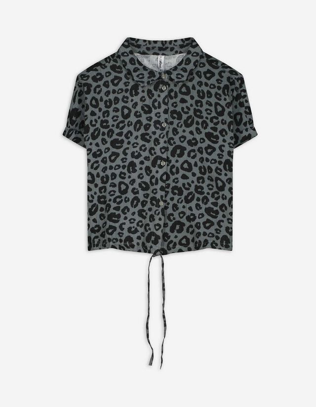 Bluse - Allover-Muster - grün