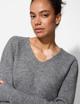 Pullover - V-Ausschnitt - grau