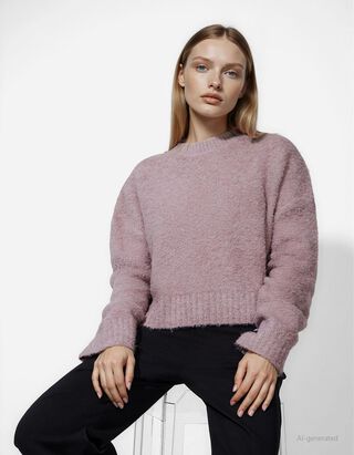 Strickpullover - Überschnittene Schultern - lila