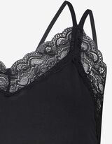 Pyjamashirt - Met kant - zwart