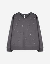 Sweatshirt - Ziersteine - dunkelgrau