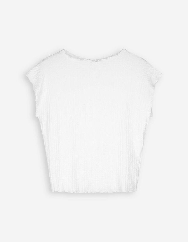 T-shirt - Mockneck - blanc