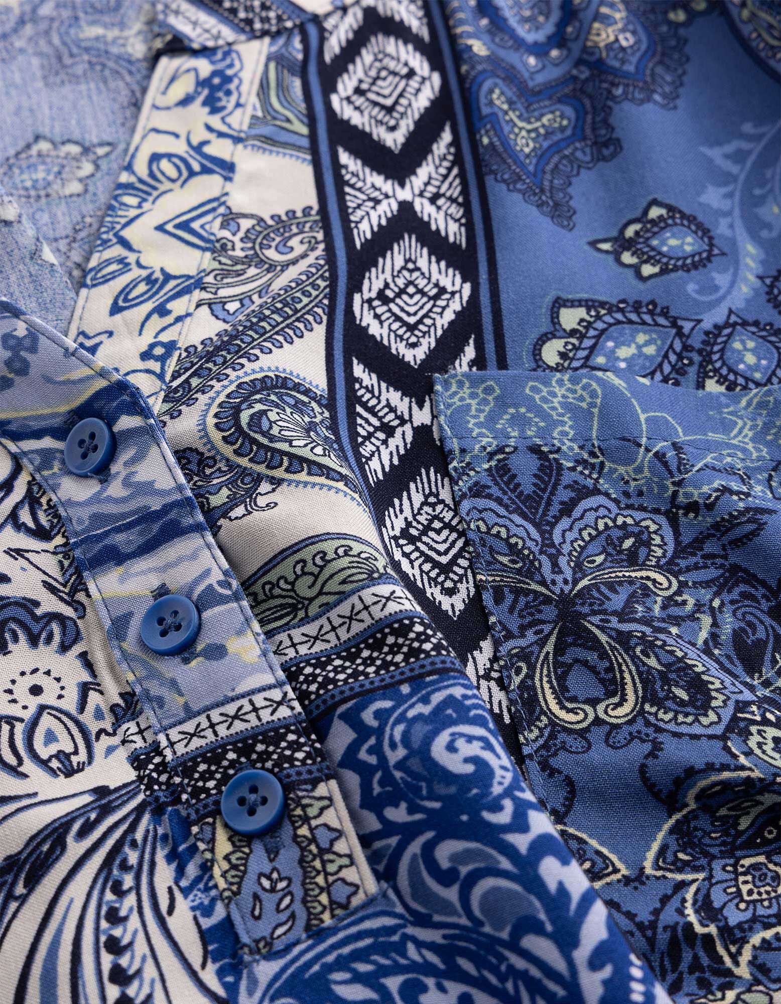 Blusenshirt - Allover-Print - blau