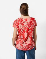 Bluse - Allover-Print - hellrot