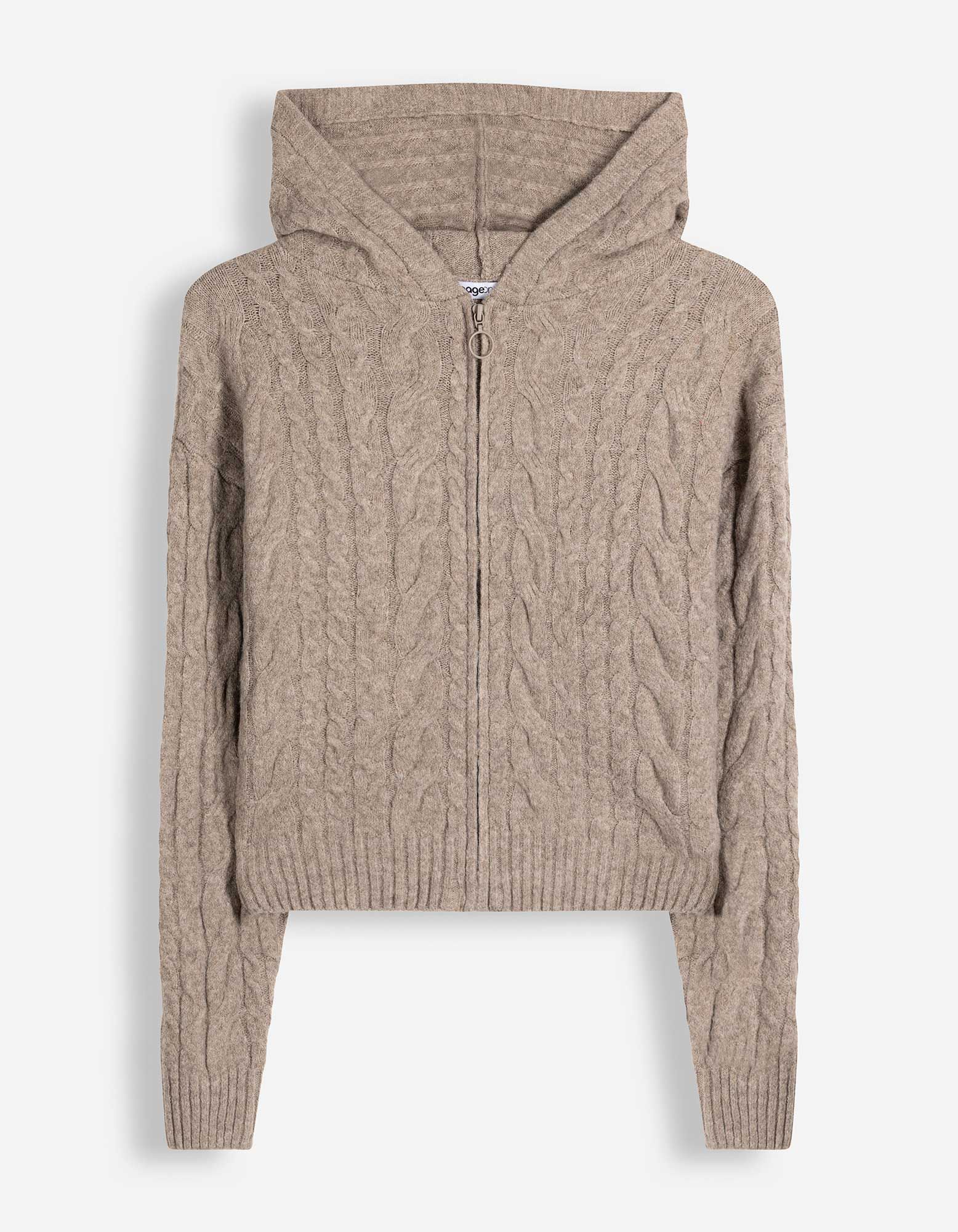 Cardigan - Tricot torsad&eacute; - Brun