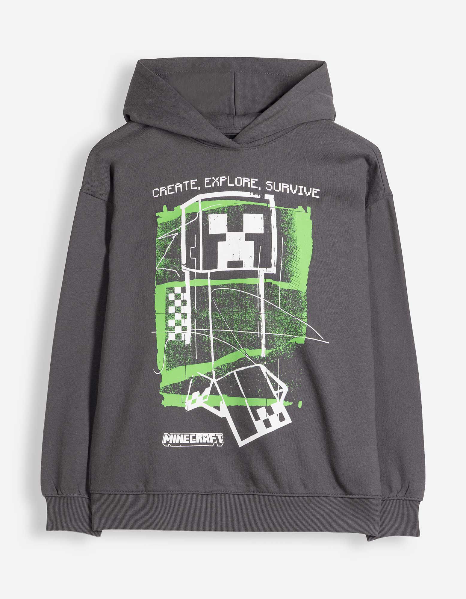 Mikina s kapuc&iacute; - Minecraft - Tmavě &scaron;ed&aacute;