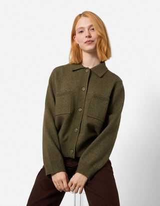 Vest - Omgeslagen kraag - Kaki