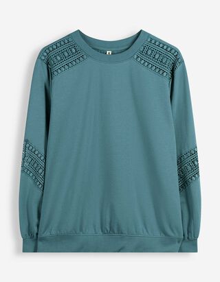 Sweatshirt - Metallic-Details - Petrol