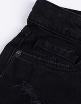 Pantaloni scurți denim - Distrus - Negru