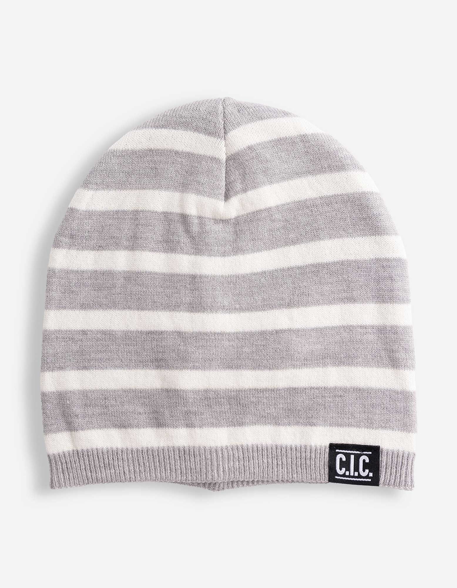 Beanie - Streifen - Grau