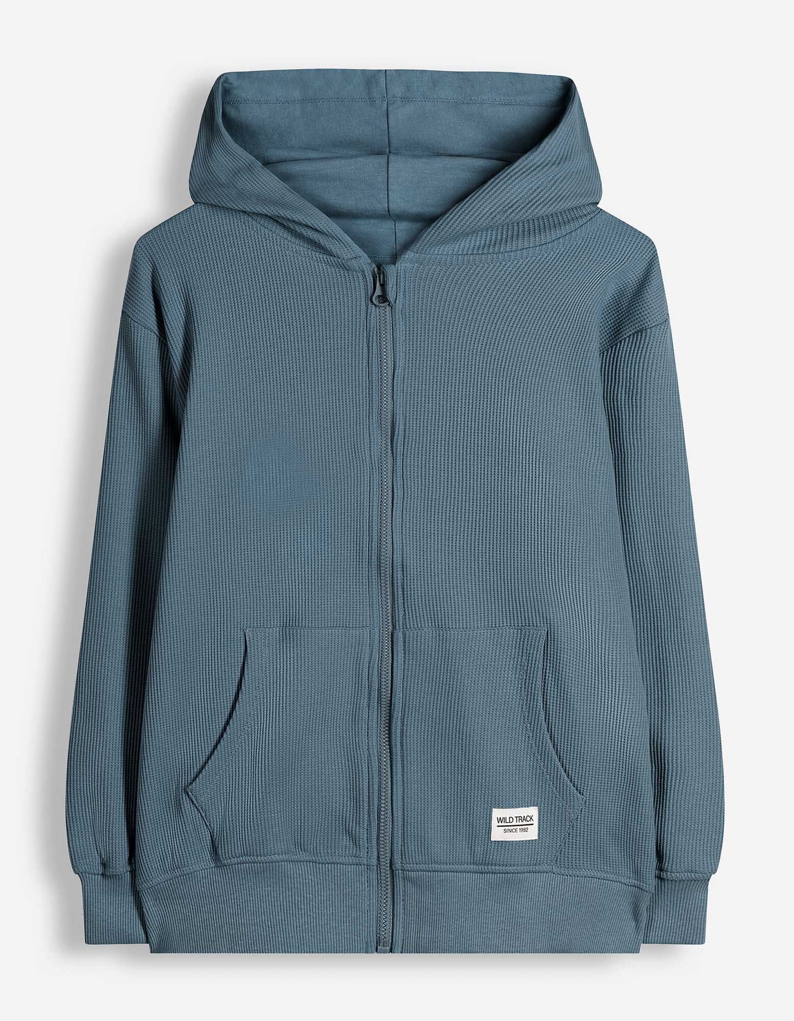 Sweatjacke - Waffelstruktur - blau