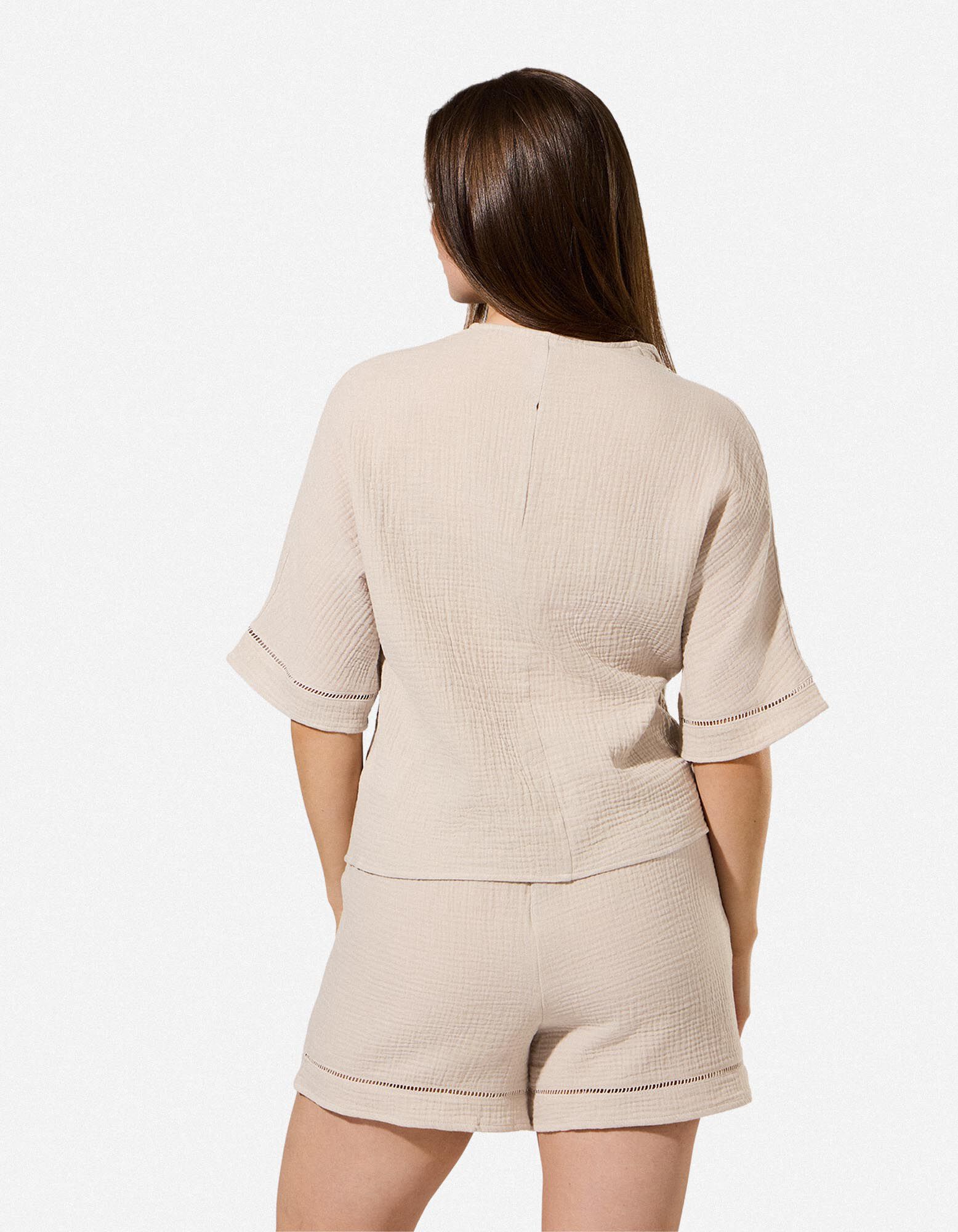 Blusenshirt - einfarbig - Beige