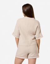 Blusenshirt - einfarbig - Beige