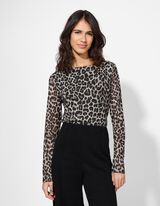 Langarmshirt - Mesh - beige