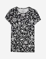 T-Shirt - Allover-Muster - schwarz