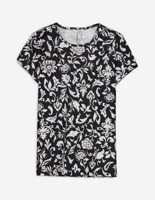 T-Shirt - Allover-Muster - schwarz