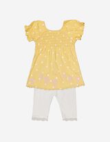 Set composto da abito e leggings - Inserto in pizzo - giallo