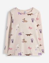 Longshirt - Allover-Print - Beige