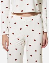 Pyjama Set aus Shirt und Hose - Allover-Muster - weiß