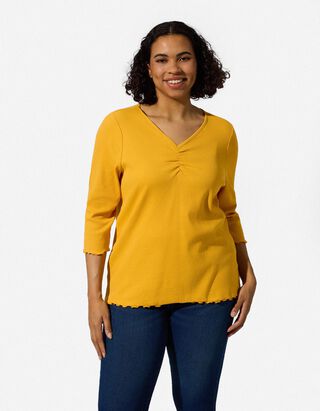 Langarmshirt - Dreiviertel&auml;rmel - Gelb