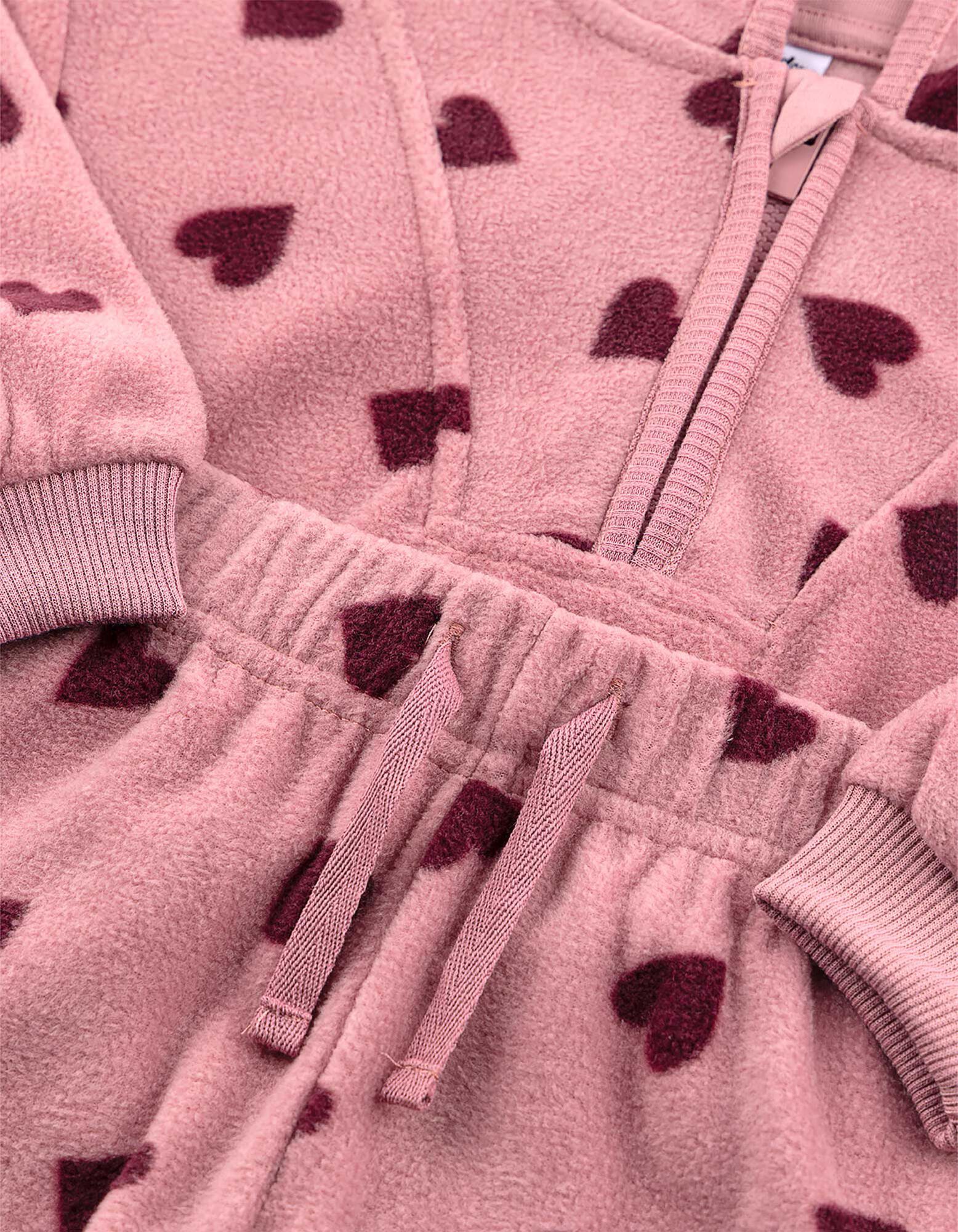 Set aus Kapuzenpullover und Hose - Fleece - Rosa