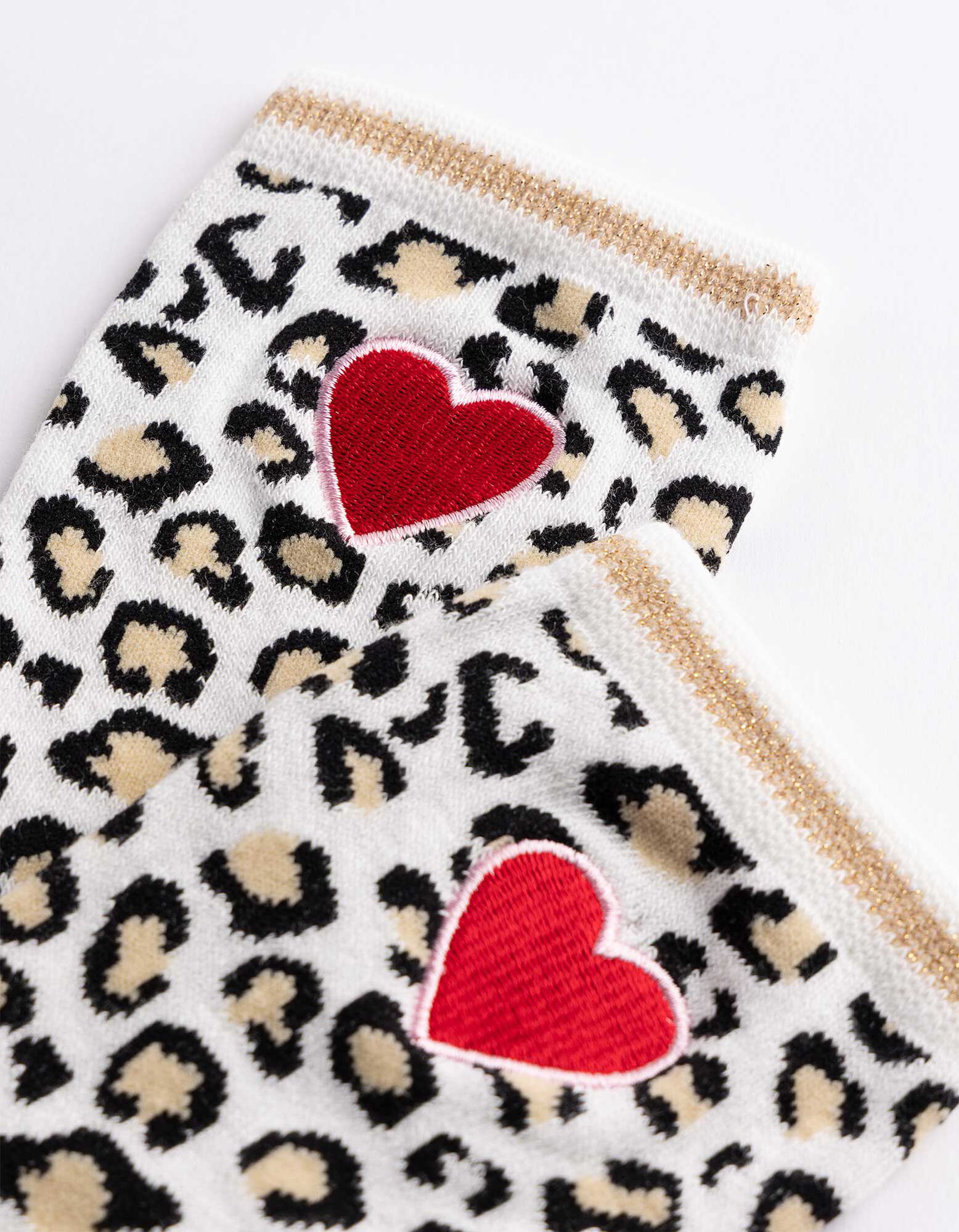 Socken - Leopardenmuster - Off-White