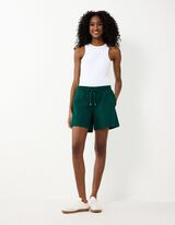 Shorts - Baumwoll-Mix - Dunkelgr&uuml;n