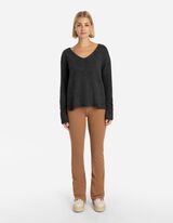 Platėjančios kelnės - Mezginys stulpeliu - smelio spalvos