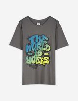 T-shirt - Vooropdruk - donkergrijs