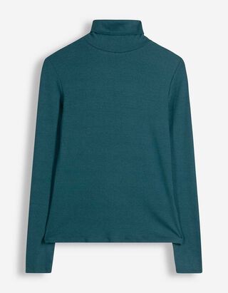 Langarmshirt - Rollkragen - Petrol