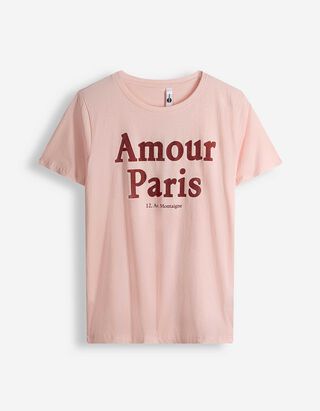 T-Shirt - Stickerei - rosa