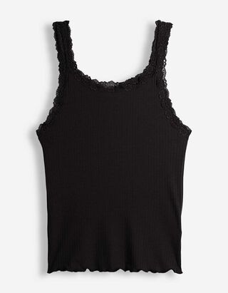 Tanktop - Spitzenbesatz - Schwarz