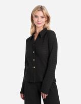 Majica sa dugim rukavima - Zakopčavanje na dugmad - crno