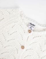 Kootud jakk - Perforeeritud silmkoe - valge