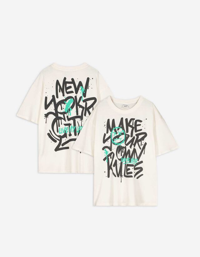 Tricou - Imprimeu pe spate - Alb