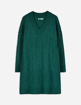 Rochie tricotată - tricot cablu - Verde inchis