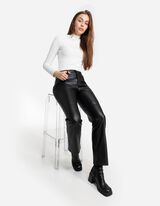 Kelnės - Dirbtinė oda - juodas